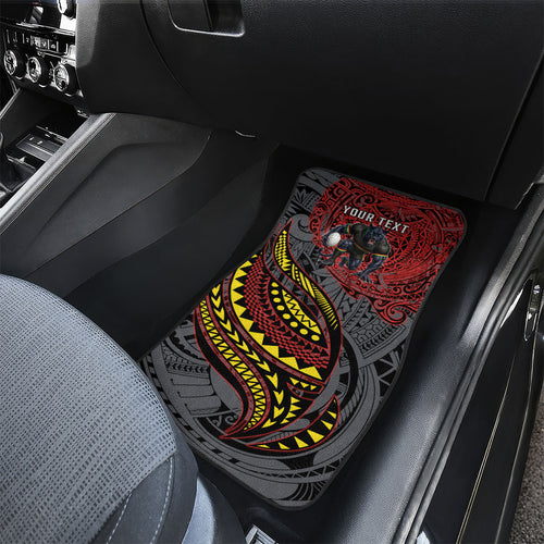 Personalised Penrith Panthers Car Mats Polynesian Tribal Art Style With Fierce Panther Mascot