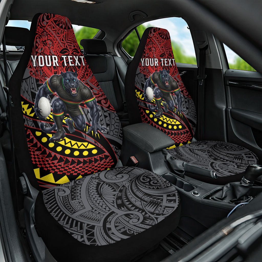Personalised Penrith Panthers Car Seat Cover Polynesian Tribal Art Style With Fierce Panther Mascot