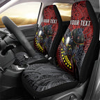 Personalised Penrith Panthers Car Seat Cover Polynesian Tribal Art Style With Fierce Panther Mascot