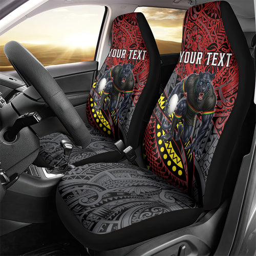Personalised Penrith Panthers Car Seat Cover Polynesian Tribal Art Style With Fierce Panther Mascot