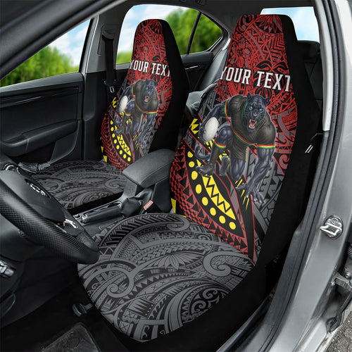 Personalised Penrith Panthers Car Seat Cover Polynesian Tribal Art Style With Fierce Panther Mascot