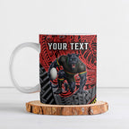 Personalised Penrith Panthers Ceramic Mug Polynesian Tribal Art Style With Fierce Panther Mascot