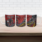 Personalised Penrith Panthers Ceramic Mug Polynesian Tribal Art Style With Fierce Panther Mascot