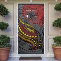 Personalised Penrith Panthers Door Cover Polynesian Tribal Art Style With Fierce Panther Mascot