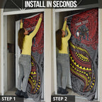 Personalised Penrith Panthers Door Cover Polynesian Tribal Art Style With Fierce Panther Mascot