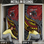 Personalised Penrith Panthers Door Cover Polynesian Tribal Art Style With Fierce Panther Mascot