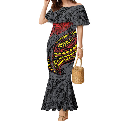 Personalised Penrith Panthers Family Matching Mermaid Dress and Hawaiian Shirt Polynesian Tribal Art Style With Fierce Panther Mascot