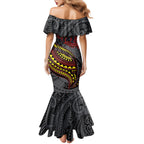 Personalised Penrith Panthers Family Matching Mermaid Dress and Hawaiian Shirt Polynesian Tribal Art Style With Fierce Panther Mascot