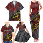 Personalised Penrith Panthers Family Matching Tank Maxi Dress and Hawaiian Shirt Polynesian Tribal Art Style With Fierce Panther Mascot