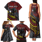 Personalised Penrith Panthers Family Matching Tank Maxi Dress and Hawaiian Shirt Polynesian Tribal Art Style With Fierce Panther Mascot