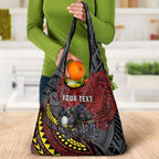 Personalised Penrith Panthers Grocery Bag Polynesian Tribal Art Style With Fierce Panther Mascot