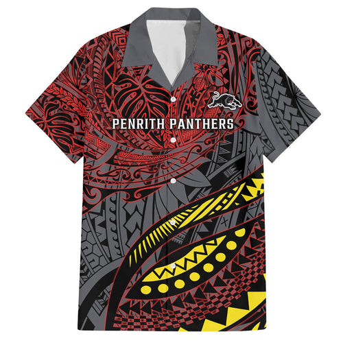 Personalised Penrith Panthers Hawaiian Shirt Polynesian Tribal Art Style With Fierce Panther Mascot