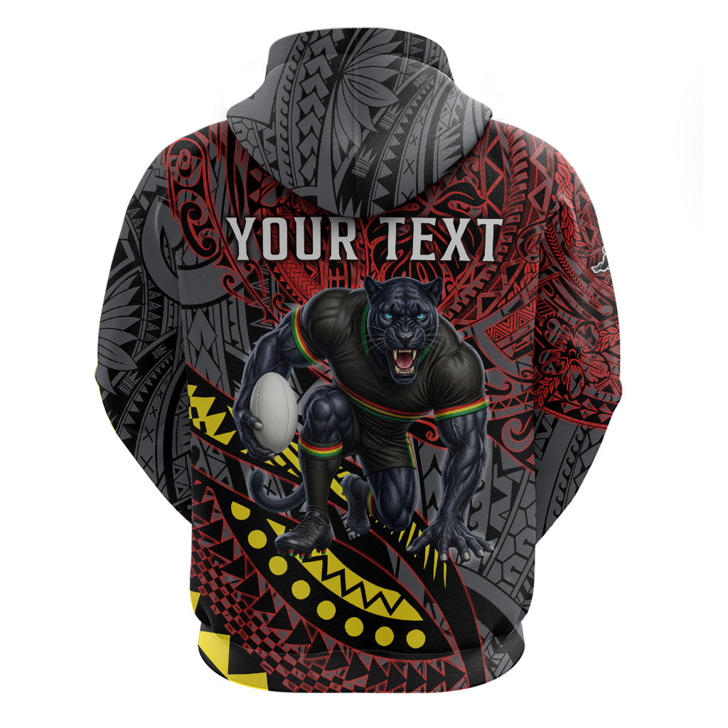 Personalised Penrith Panthers Hoodie Polynesian Tribal Art Style With Fierce Panther Mascot