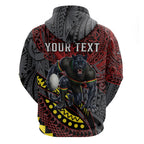 Personalised Penrith Panthers Hoodie Polynesian Tribal Art Style With Fierce Panther Mascot