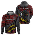 Personalised Penrith Panthers Hoodie Polynesian Tribal Art Style With Fierce Panther Mascot