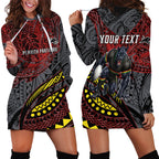 Personalised Penrith Panthers Hoodie Dress Polynesian Tribal Art Style With Fierce Panther Mascot