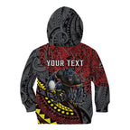 Personalised Penrith Panthers Kid Hoodie Polynesian Tribal Art Style With Fierce Panther Mascot