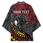 Personalised Penrith Panthers Kimono Polynesian Tribal Art Style With Fierce Panther Mascot