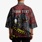 Personalised Penrith Panthers Kimono Polynesian Tribal Art Style With Fierce Panther Mascot