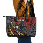 Personalised Penrith Panthers Leather Tote Bag Polynesian Tribal Art Style With Fierce Panther Mascot