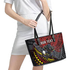 Personalised Penrith Panthers Leather Tote Bag Polynesian Tribal Art Style With Fierce Panther Mascot