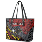Personalised Penrith Panthers Leather Tote Bag Polynesian Tribal Art Style With Fierce Panther Mascot