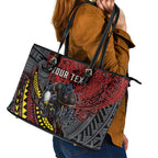Personalised Penrith Panthers Leather Tote Bag Polynesian Tribal Art Style With Fierce Panther Mascot