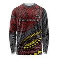 Personalised Penrith Panthers Long Sleeve Shirt Polynesian Tribal Art Style With Fierce Panther Mascot
