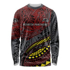Personalised Penrith Panthers Long Sleeve Shirt Polynesian Tribal Art Style With Fierce Panther Mascot