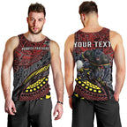 Personalised Penrith Panthers Men Tank Top Polynesian Tribal Art Style With Fierce Panther Mascot