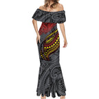 Personalised Penrith Panthers Mermaid Dress Polynesian Tribal Art Style With Fierce Panther Mascot