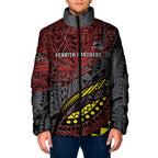Personalised Penrith Panthers Padded Jacket Polynesian Tribal Art Style With Fierce Panther Mascot