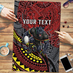 Personalised Penrith Panthers Puzzle Polynesian Tribal Art Style With Fierce Panther Mascot
