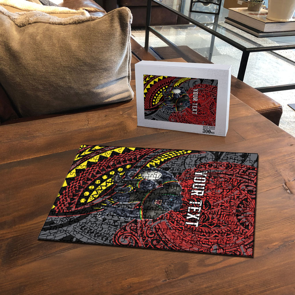 Personalised Penrith Panthers Puzzle Polynesian Tribal Art Style With Fierce Panther Mascot