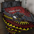 Personalised Penrith Panthers Quilt Bed Set Polynesian Tribal Art Style With Fierce Panther Mascot