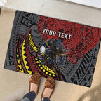 Personalised Penrith Panthers Rubber Doormat Polynesian Tribal Art Style With Fierce Panther Mascot