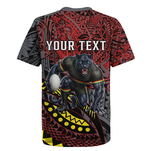 Personalised Penrith Panthers Rugby Jersey Polynesian Tribal Art Style With Fierce Panther Mascot