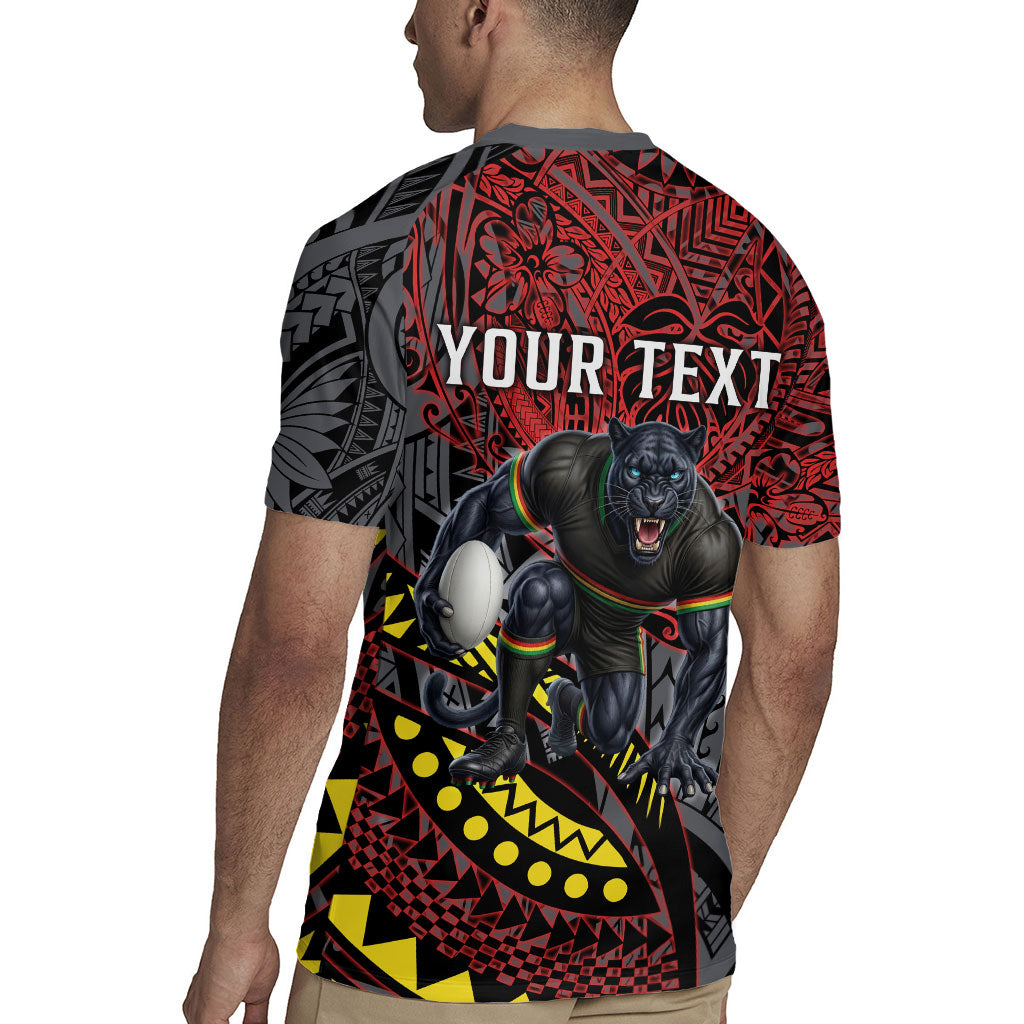 Personalised Penrith Panthers Rugby Jersey Polynesian Tribal Art Style With Fierce Panther Mascot