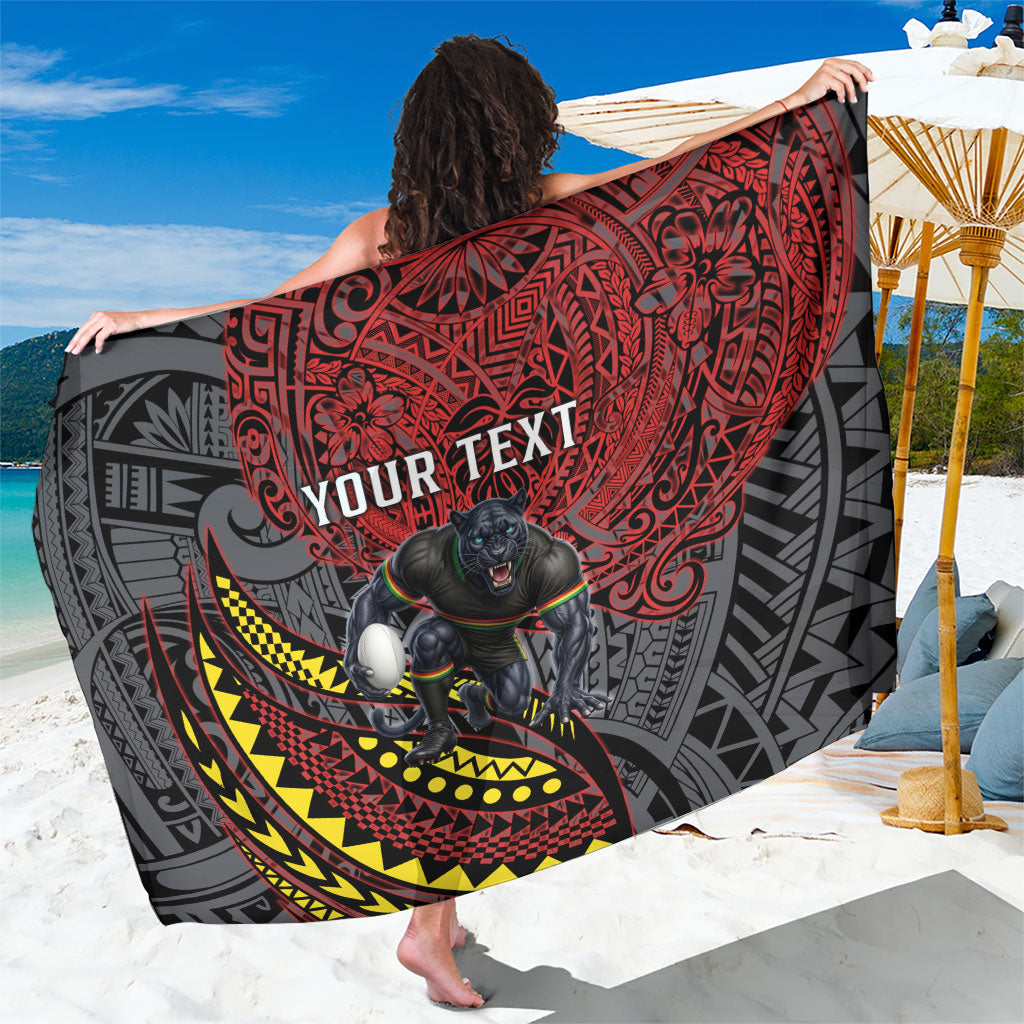 Personalised Penrith Panthers Sarong Polynesian Tribal Art Style With Fierce Panther Mascot