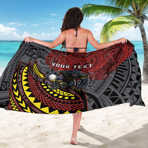 Personalised Penrith Panthers Sarong Polynesian Tribal Art Style With Fierce Panther Mascot
