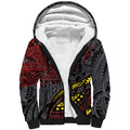 Personalised Penrith Panthers Sherpa Hoodie Polynesian Tribal Art Style With Fierce Panther Mascot