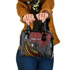 Personalised Penrith Panthers Shoulder Handbag Polynesian Tribal Art Style With Fierce Panther Mascot