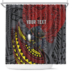 Personalised Penrith Panthers Shower Curtain Polynesian Tribal Art Style With Fierce Panther Mascot