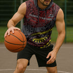 Personalised Penrith Panthers Sleeveless Hoodie Polynesian Tribal Art Style With Fierce Panther Mascot