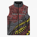 Personalised Penrith Panthers Sleeveless Puffer Jacket Polynesian Tribal Art Style With Fierce Panther Mascot
