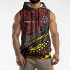 Personalised Penrith Panthers Sleeveless Zip Hoodie Polynesian Tribal Art Style With Fierce Panther Mascot