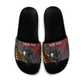 Personalised Penrith Panthers Slide Sandals Polynesian Tribal Art Style With Fierce Panther Mascot