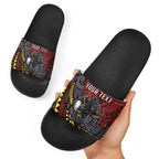 Personalised Penrith Panthers Slide Sandals Polynesian Tribal Art Style With Fierce Panther Mascot