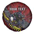 Personalised Penrith Panthers Spare Tire Cover Polynesian Tribal Art Style With Fierce Panther Mascot
