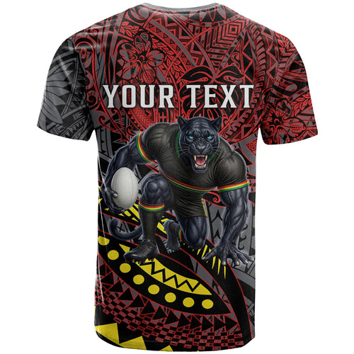 Personalised Penrith Panthers T Shirt Polynesian Tribal Art Style With Fierce Panther Mascot